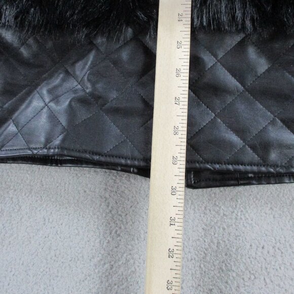 Dennis by Dennis Basso Coat Womens XL Black Faux Fur Button Front Quilted Trim - Picture 8 of 8